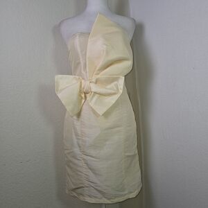 MISS MINUET Strapless Ivory Bow Cocktail Dress Sz 4 NWT